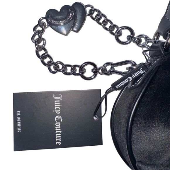 Juicy Couture UK Black Velour Twig Narrative Small Hobo Shoulder & Crossbody Bag - Picture 7 of 11